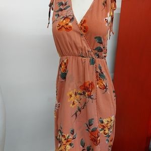 Women's, As You Wish, Sleeveless Peach Flower Print Dress.